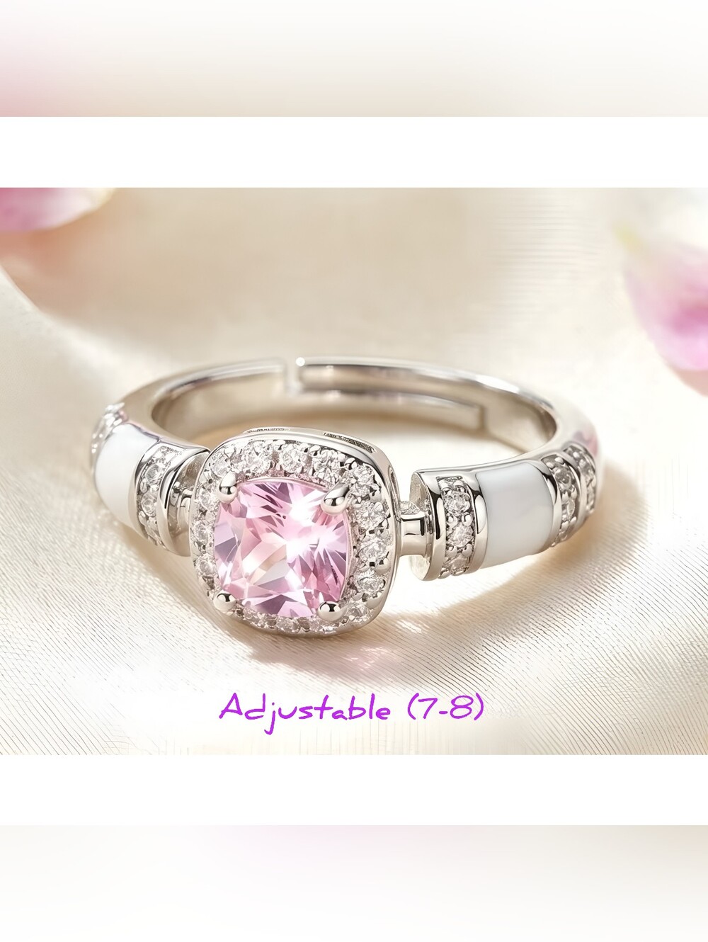 Two elegant Enamel & CZ solitaire rings, price each. Stainless Steel
